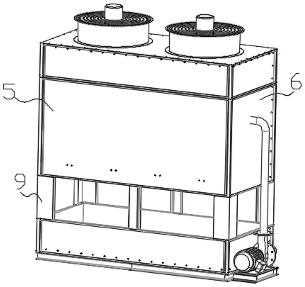 A falling film air cooler and wastewater treatment process based on evaporative air cooling technology