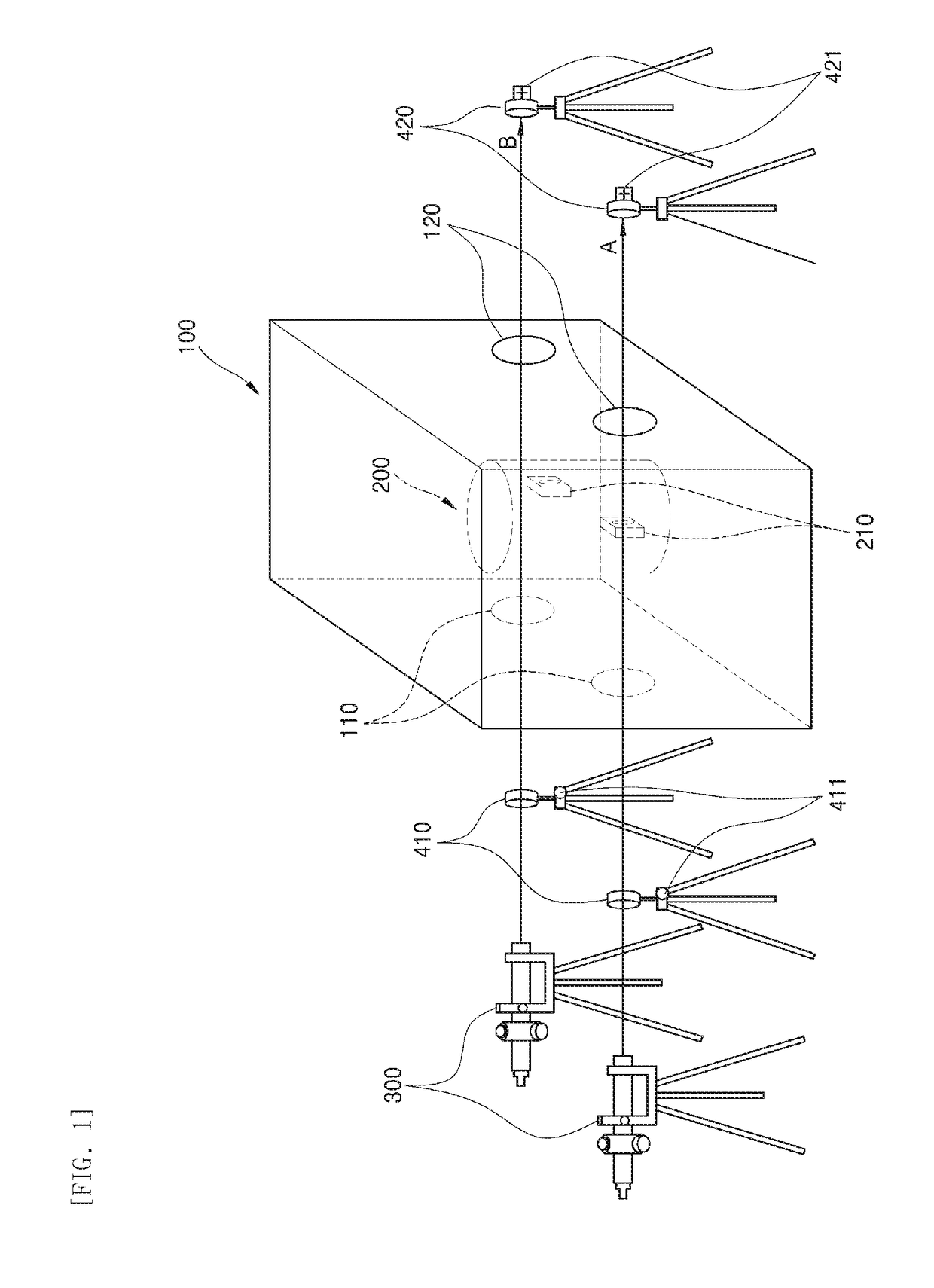 System for measuring displacement of accelerating tube in high-vacuum chamber by using micro-alignment telescope and method thereof