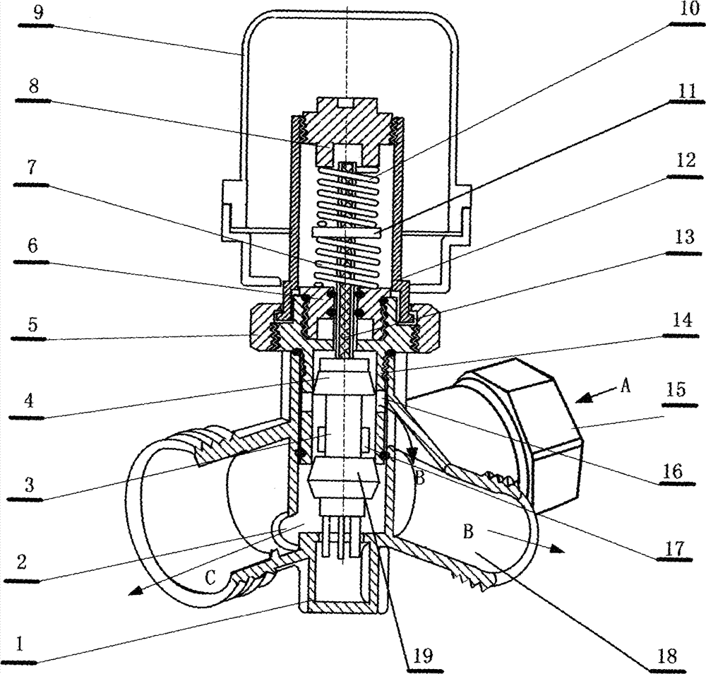 Temperature control valve for automatically switching flow direction according to water temperature