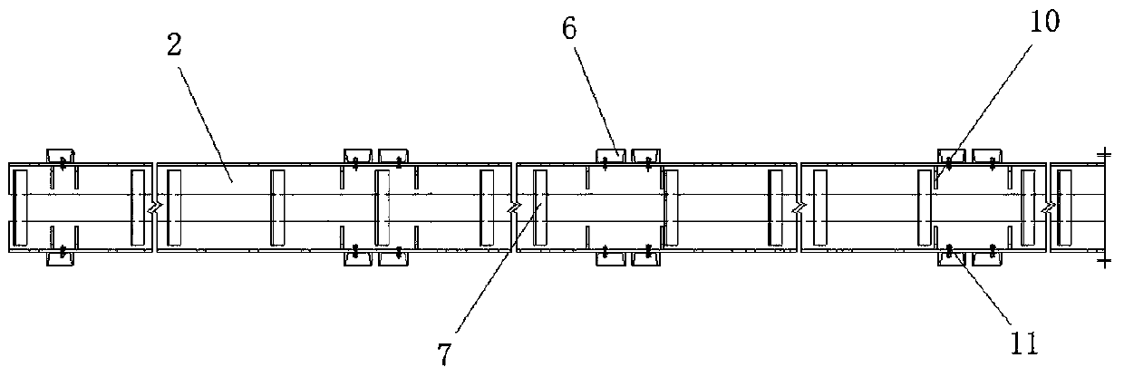 Reinforcing structure and method for assembled continuous box girders