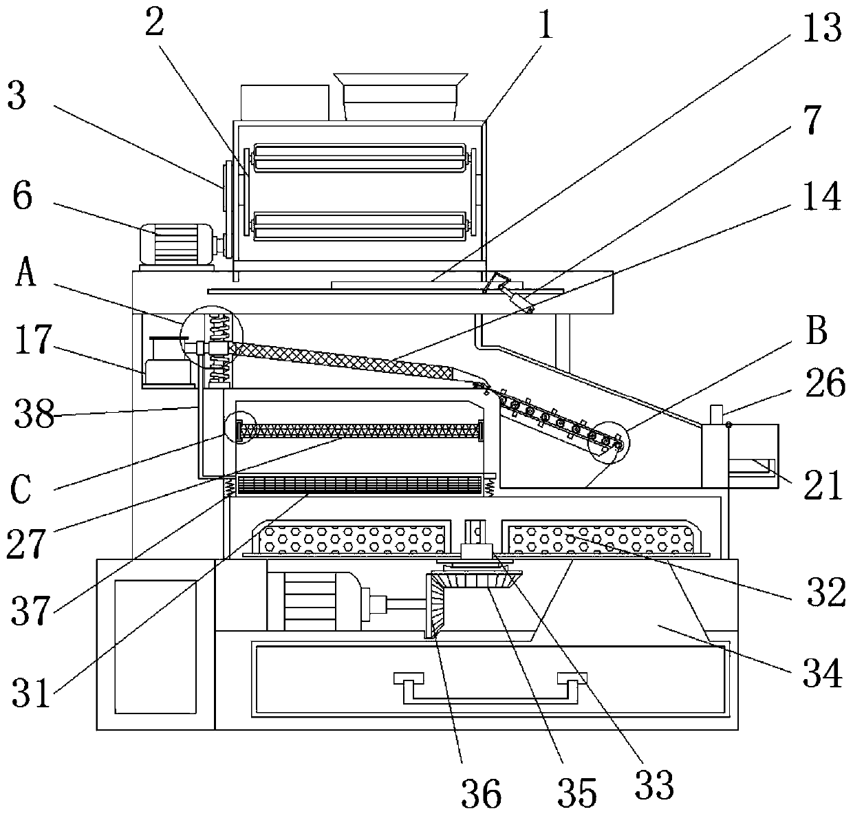 Convenient-to-take automatic screening device for sweet and sour pork fillet production line