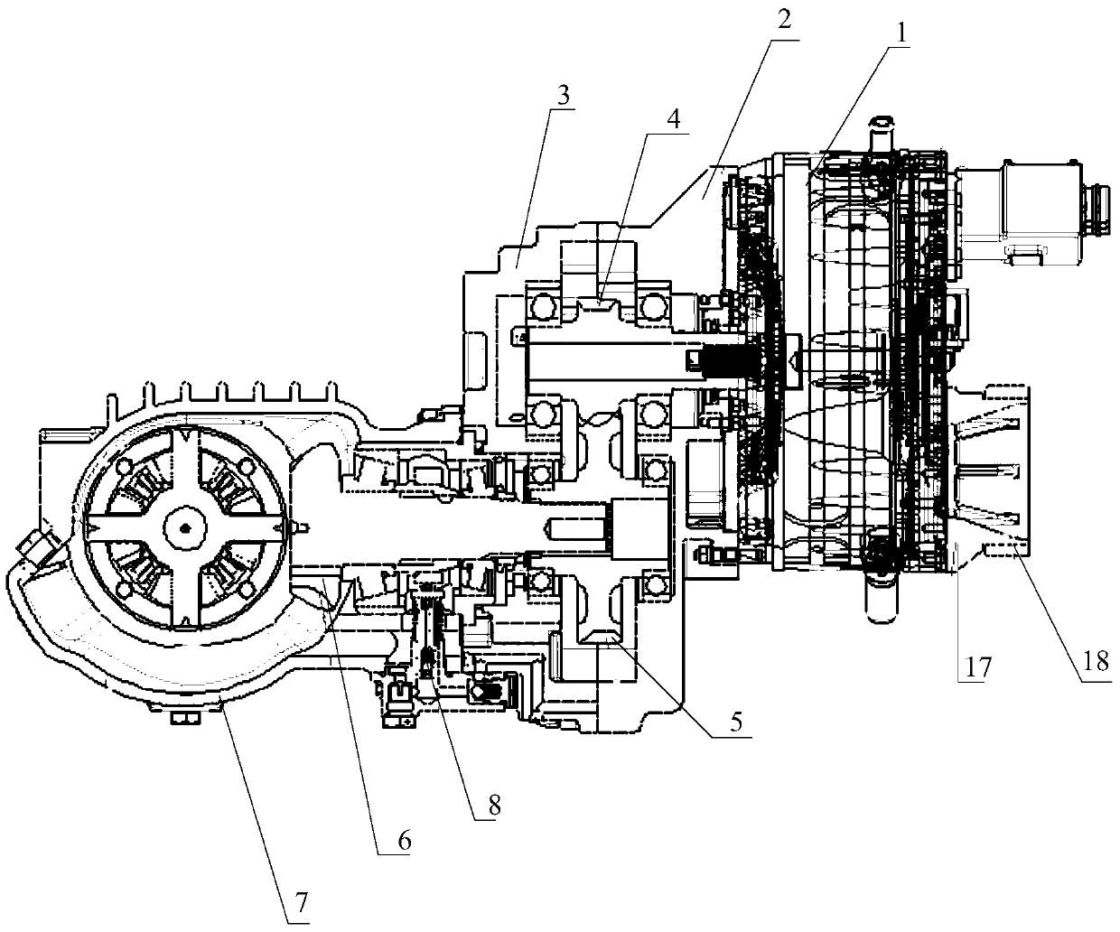 A disconnected drive axle main reducer assembly