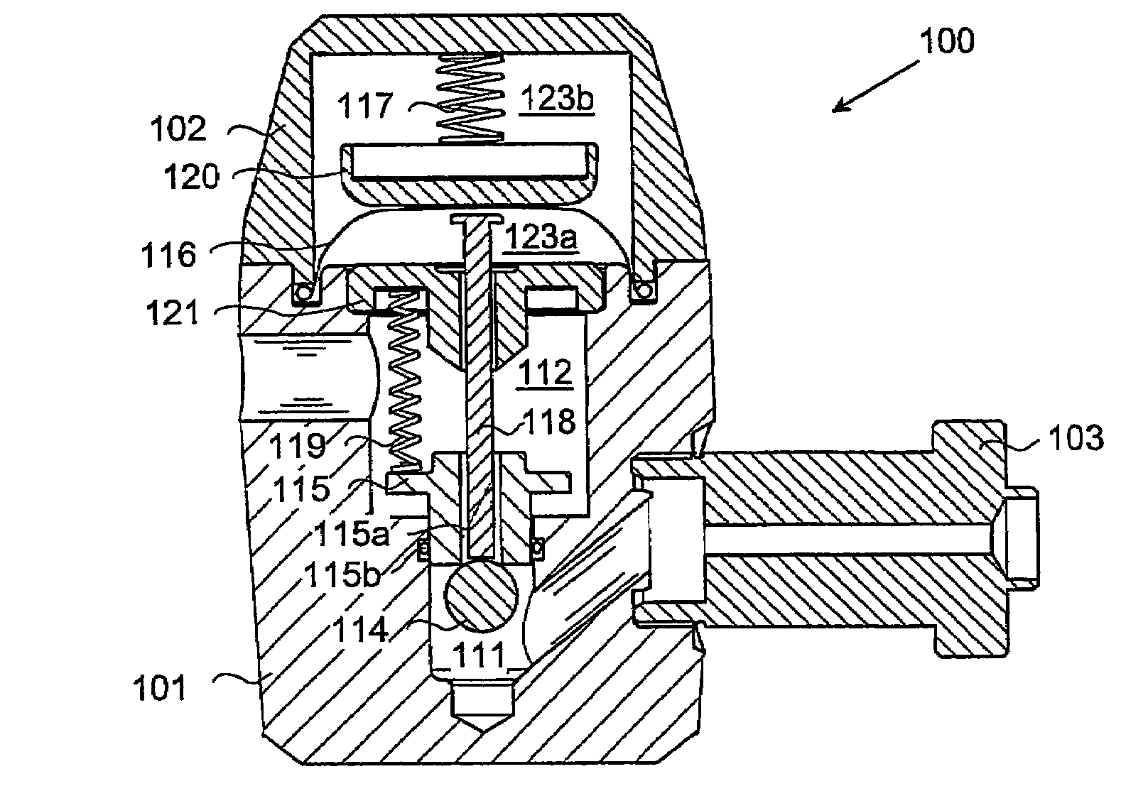 Balanced valve device and breathing apparatus comprising such valve device