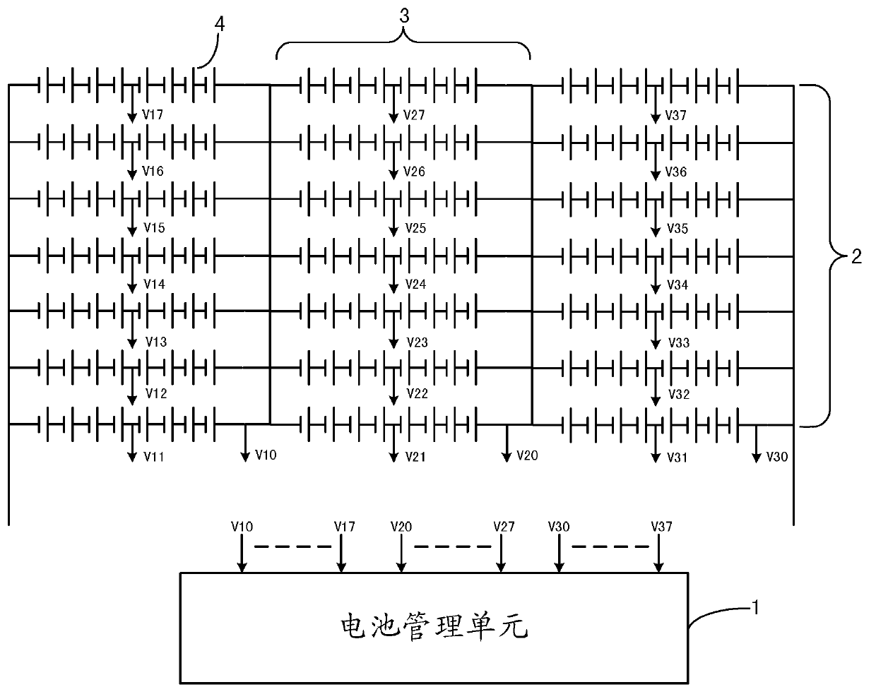 Collection wire wiring structure for detecting voltage of energy storage type sodium-sulfur battery module