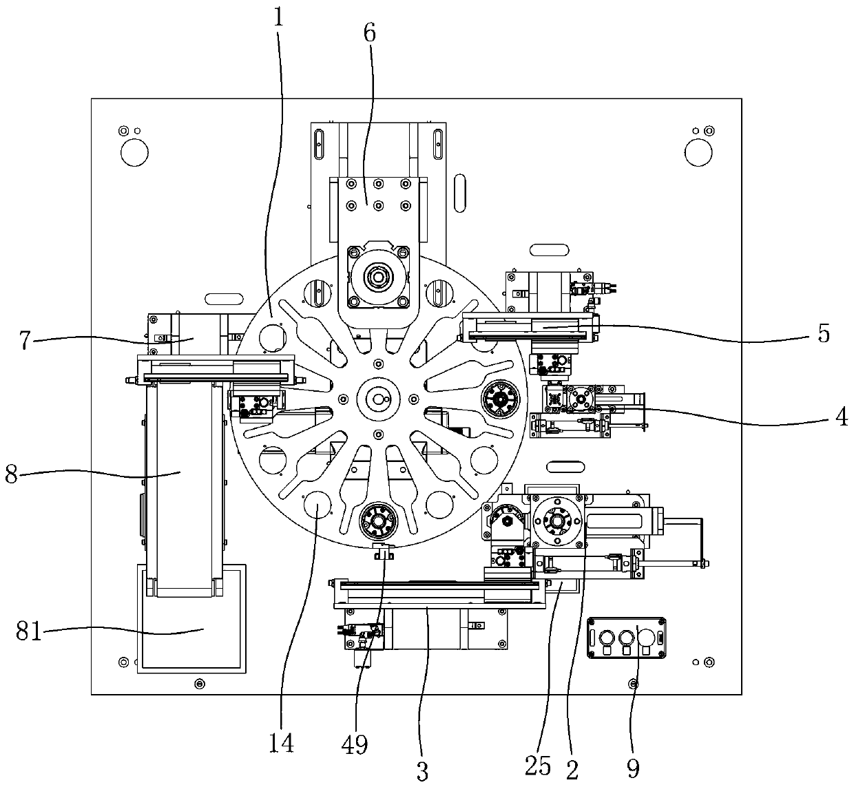 Automatic press-fitting device for motor end cover and bearing