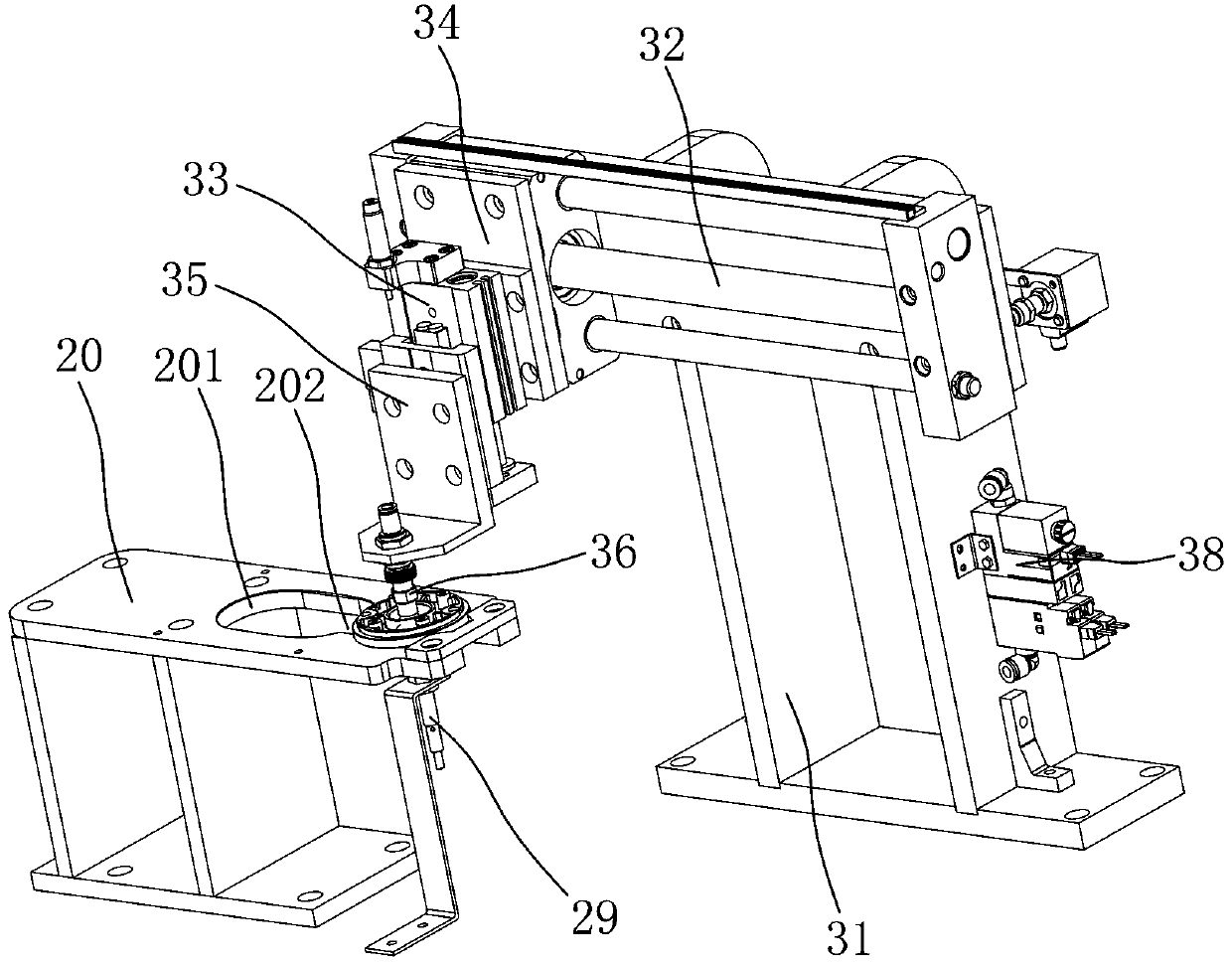 Automatic press-fitting device for motor end cover and bearing