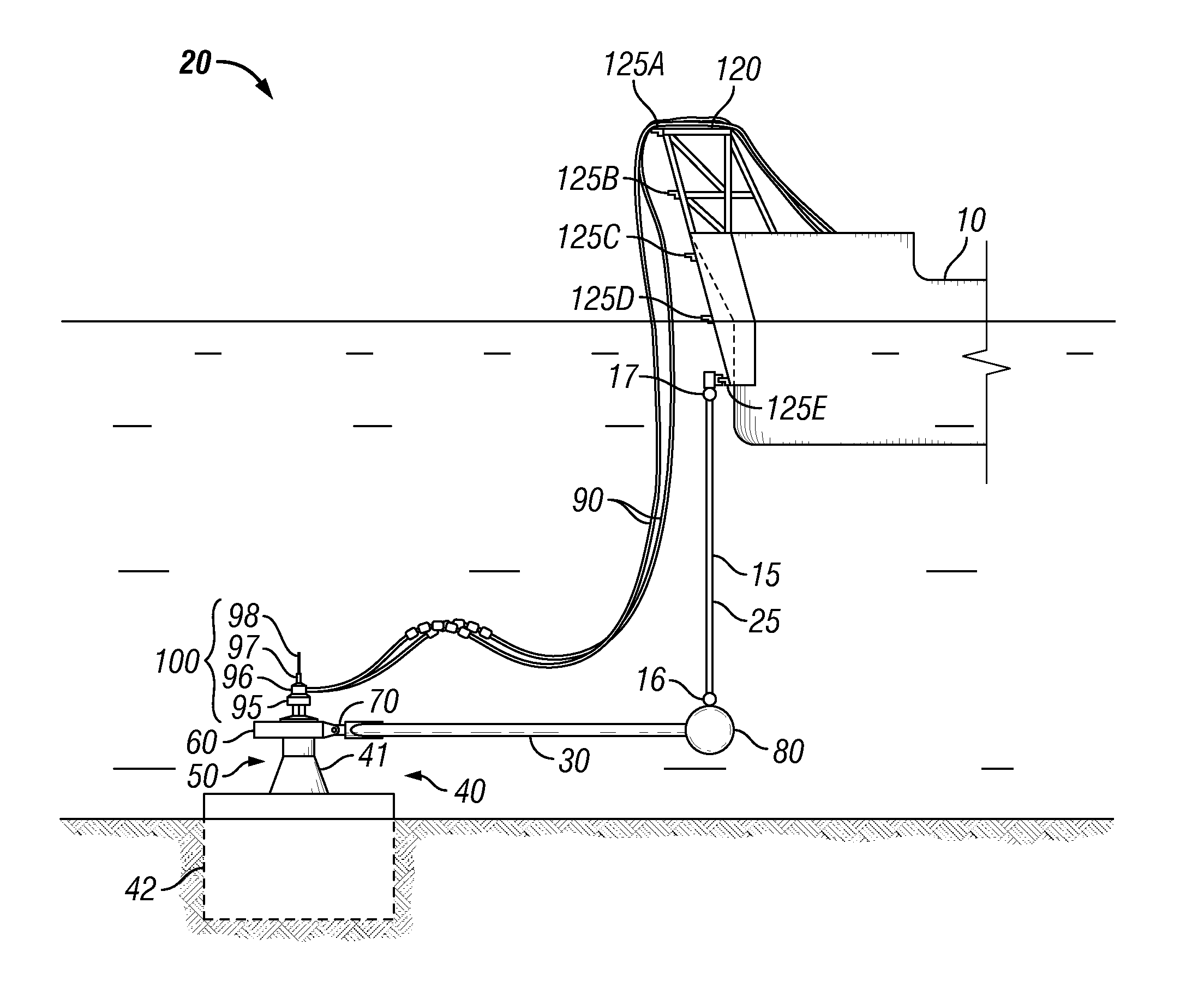 Adjustable and disconnectable submerged-yoke mooring system