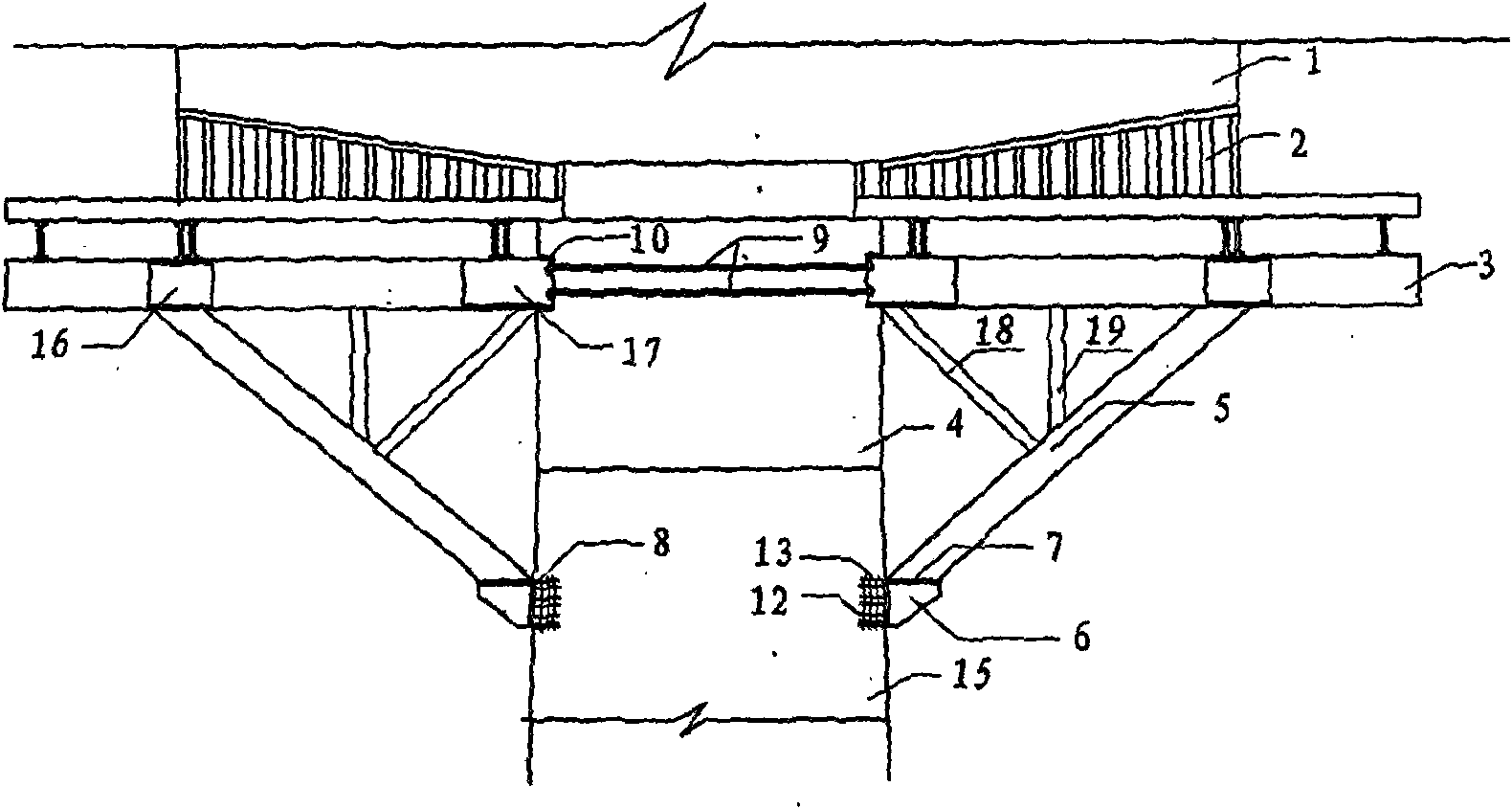 Method for casting concrete 0# block support by continuous beam cantilever