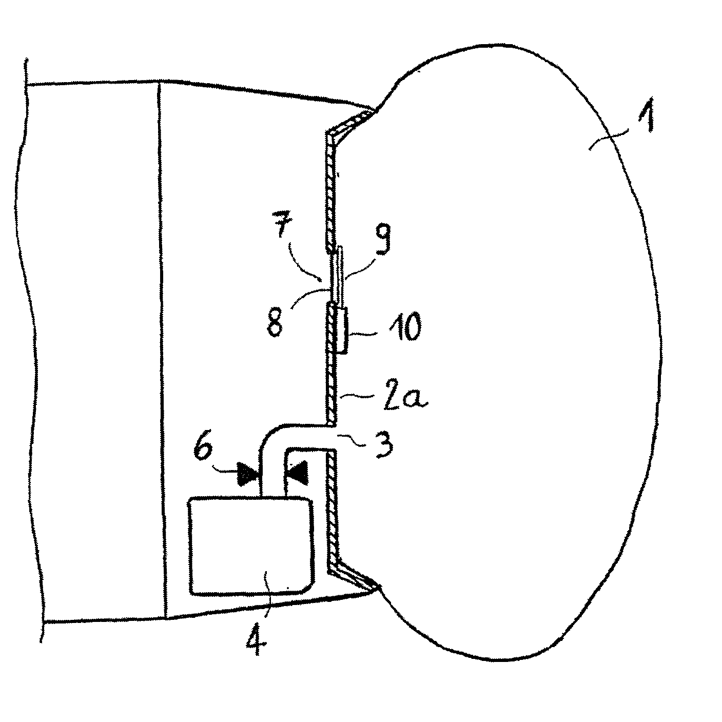 Release device for releasing an inflatable element and a protection device for providing impact protection to a vehicle fitted with such a release device