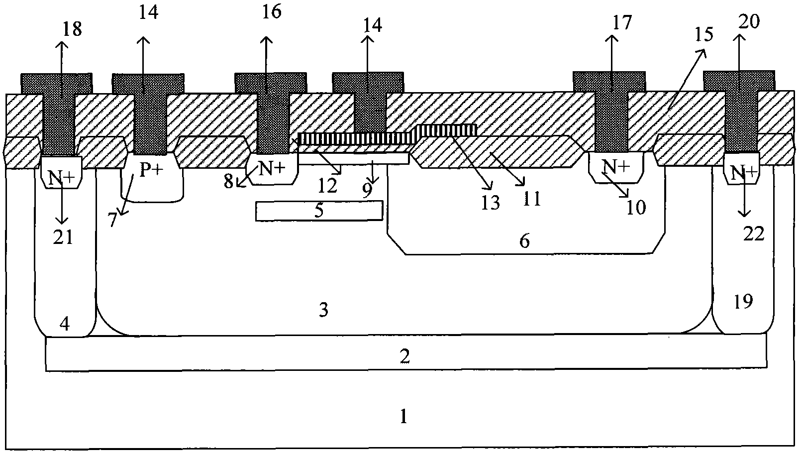 Consumption type N-type lateral double-diffusion metal-oxide semiconductor for reducing voltage