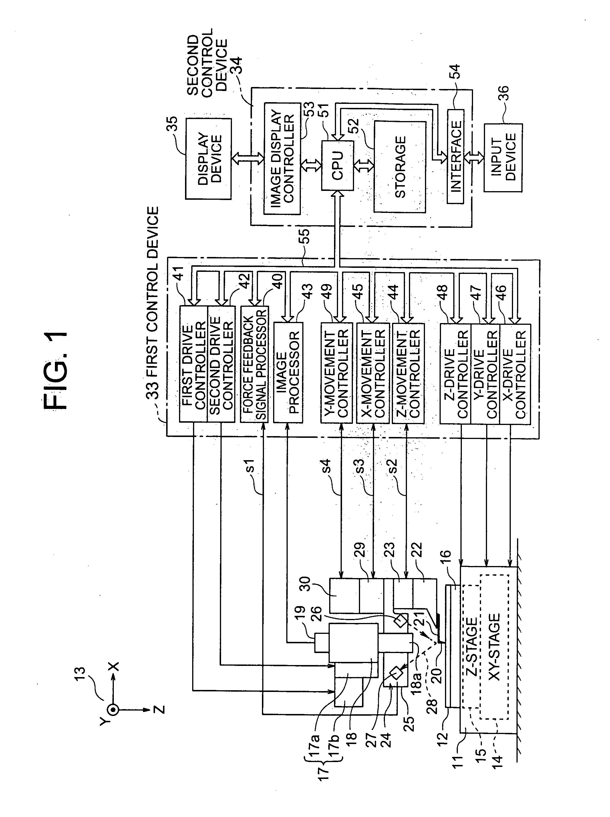 Scanning type probe microscope and probe moving control method therefor