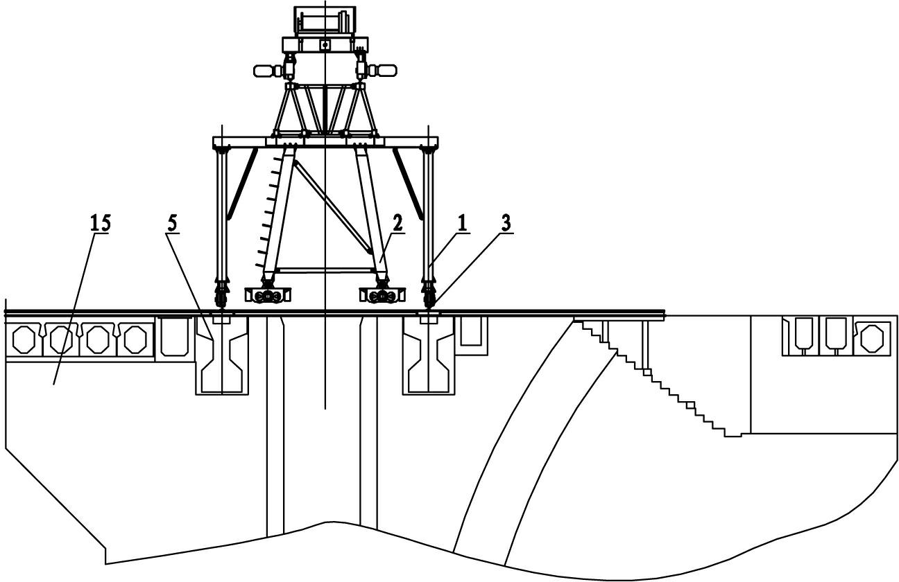 Gantry crane device with lengthways and transverse traveling functions and hoisting method