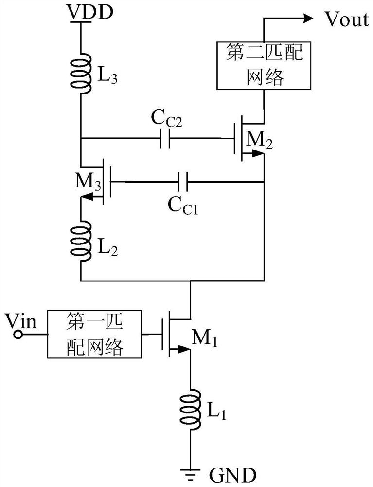 An integrated circuit of a current multiplexing gm-boost low noise amplifier