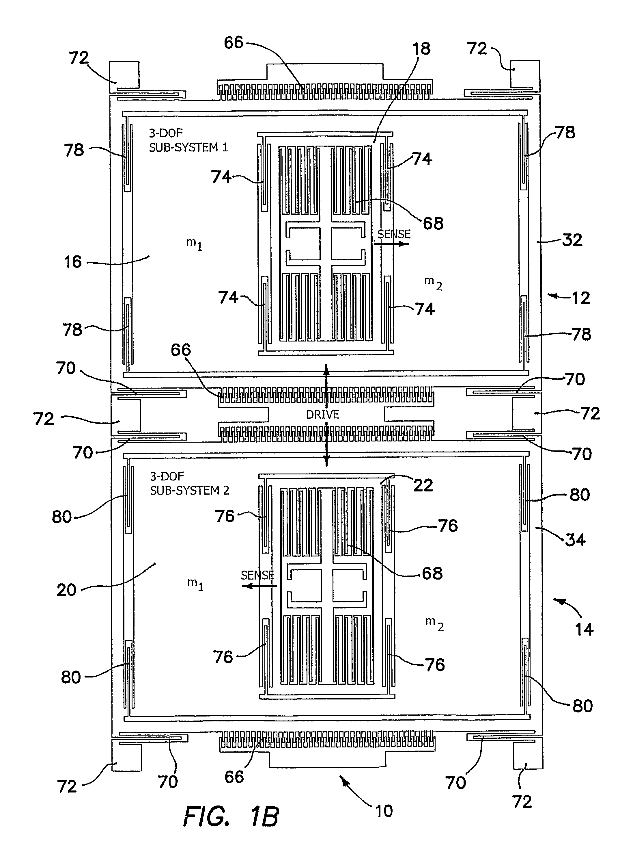 Robust six degree-of-freedom micromachined gyroscope with anti-phase drive scheme and method of operation of the same