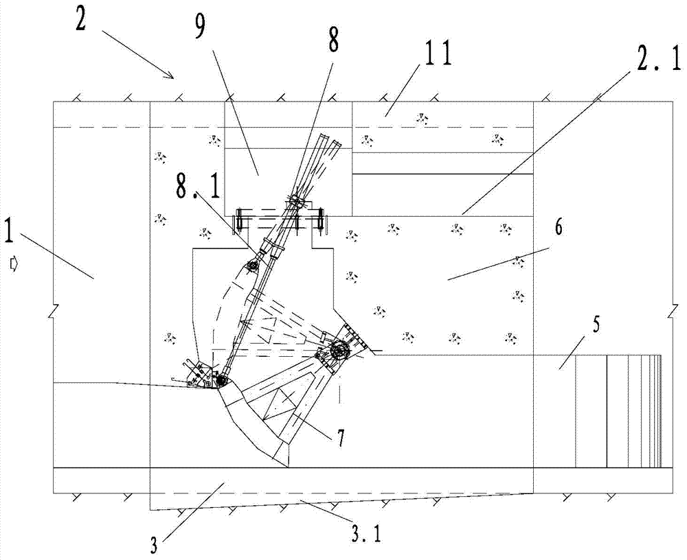 Structure and layout method of curved gate lock chamber for diversion tunnel rebuilt into ecological water discharge tunnel