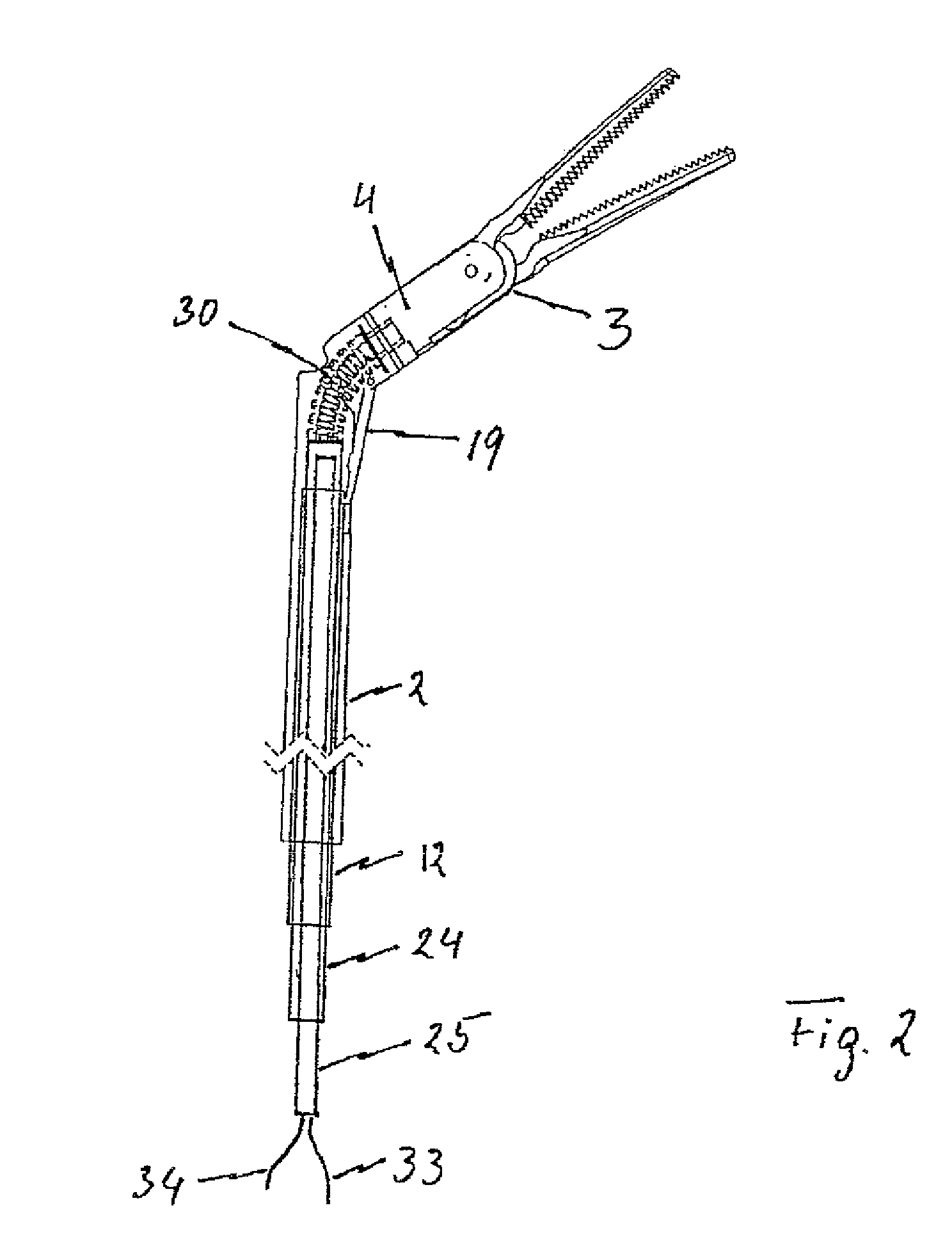 Surgical instrument with elastically movable instrument head