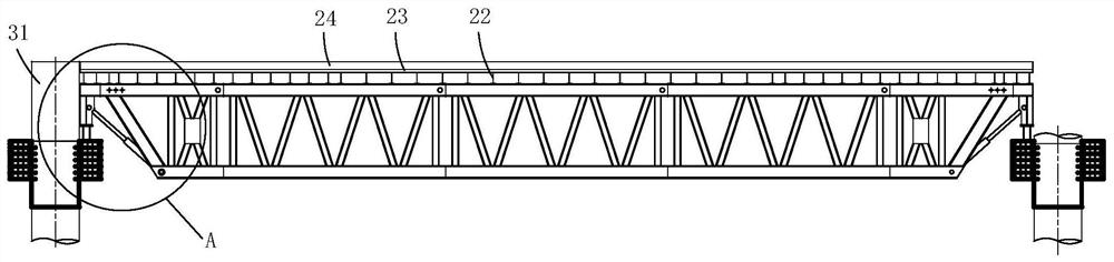 An assembled longitudinal beam, an assembled support without buttresses, a system and a design method thereof