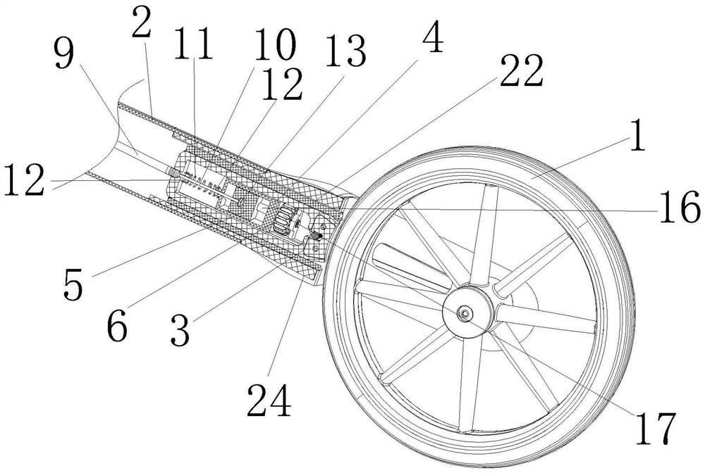 Hidden brake structure for walking assisting device for old people