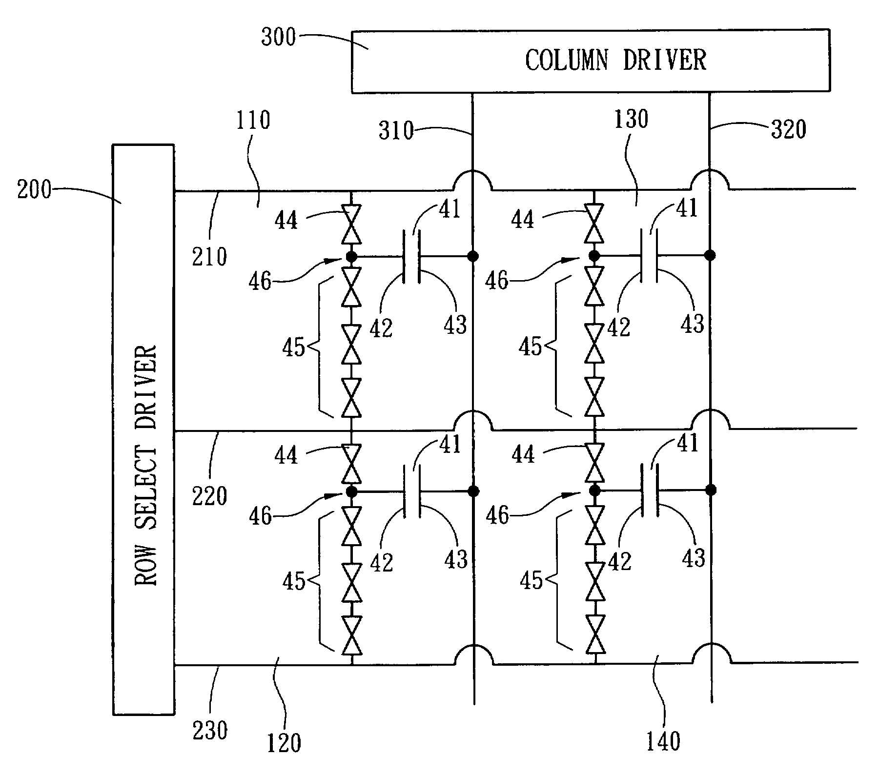 Structure and driving method for active photoelectric element