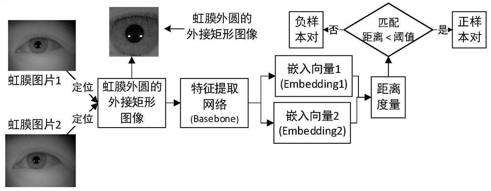 Iris verification method and system based on iris circumscribed rectangular graph