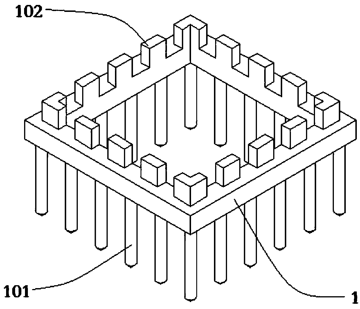 A bar-shaped positioning clip based on plastic geogrid