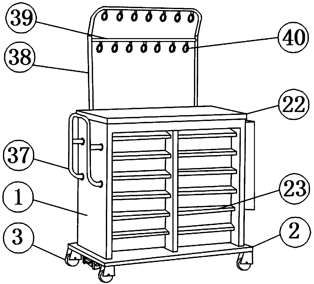 Medical handcart with rapid moving device