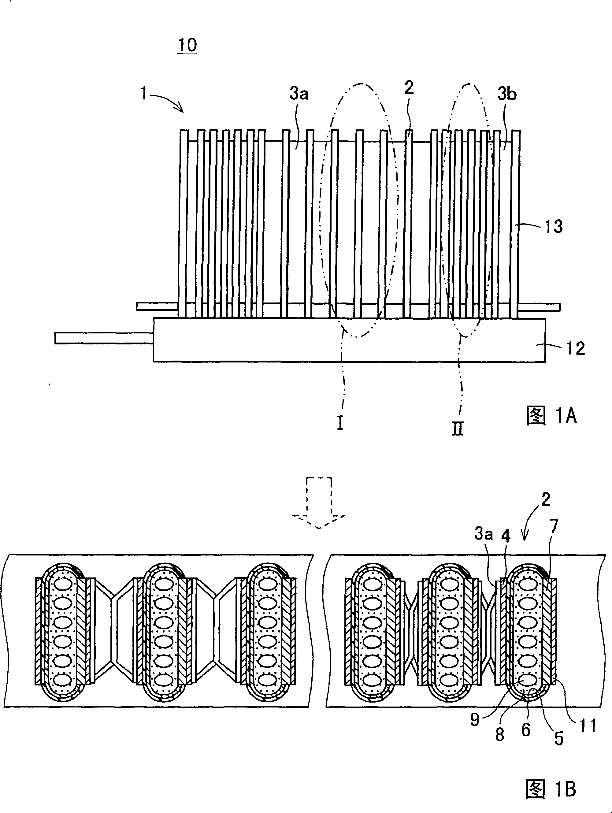 Fuel battery cell stack and fuel battery