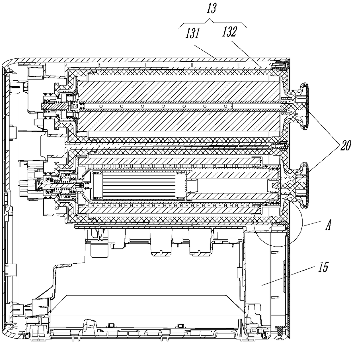 Horizontal water purifier shell and horizontal water purifier comprising the same