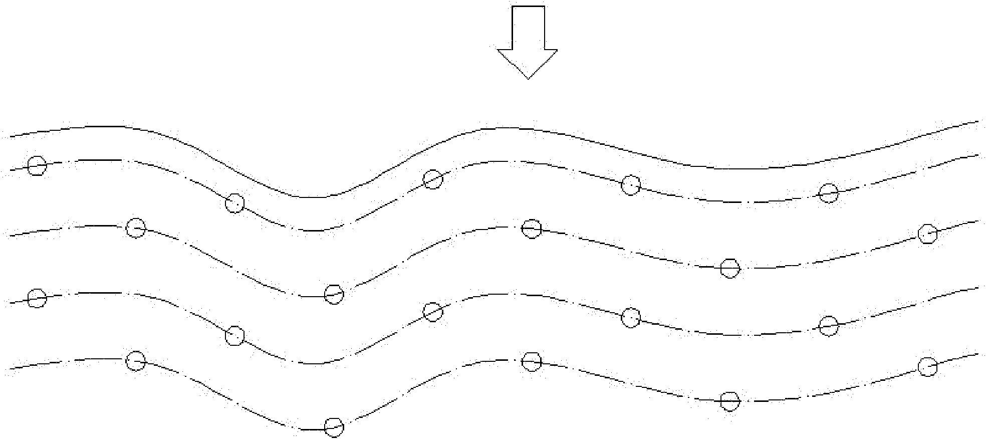 Reverse hole distributing method used in longhole bench blasting