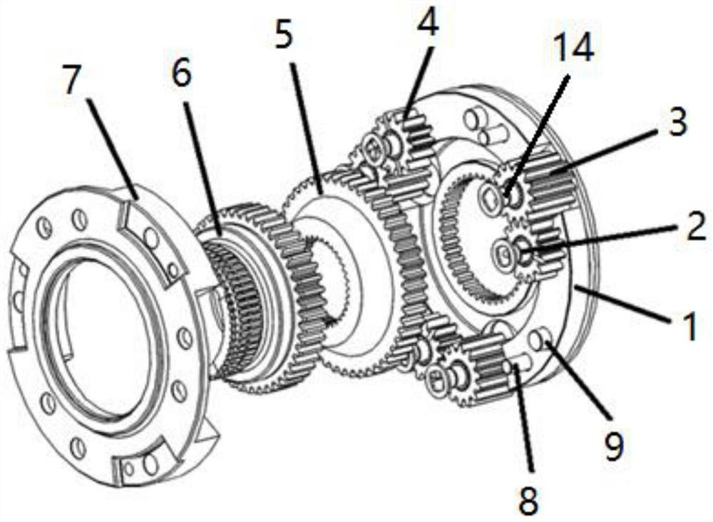 Transfer case differential mechanism of straight tooth planetary gear roller pin assembly