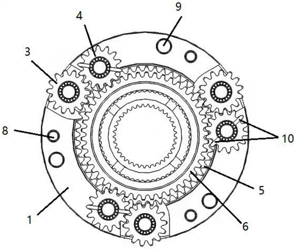 Transfer case differential mechanism of straight tooth planetary gear roller pin assembly