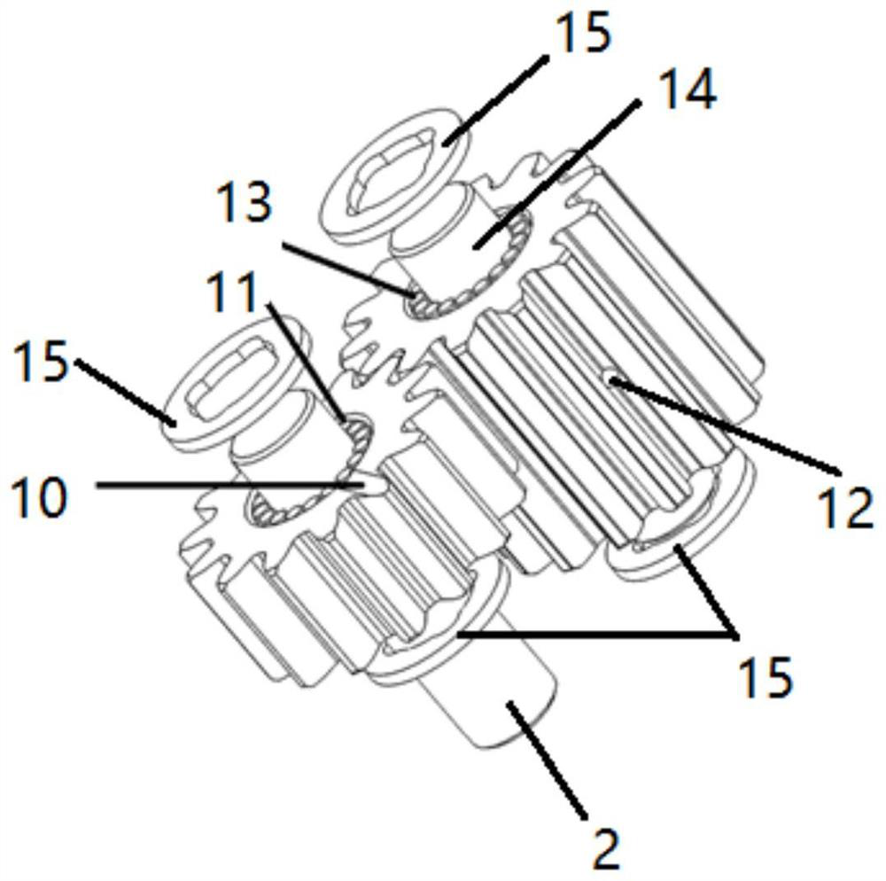 Transfer case differential mechanism of straight tooth planetary gear roller pin assembly