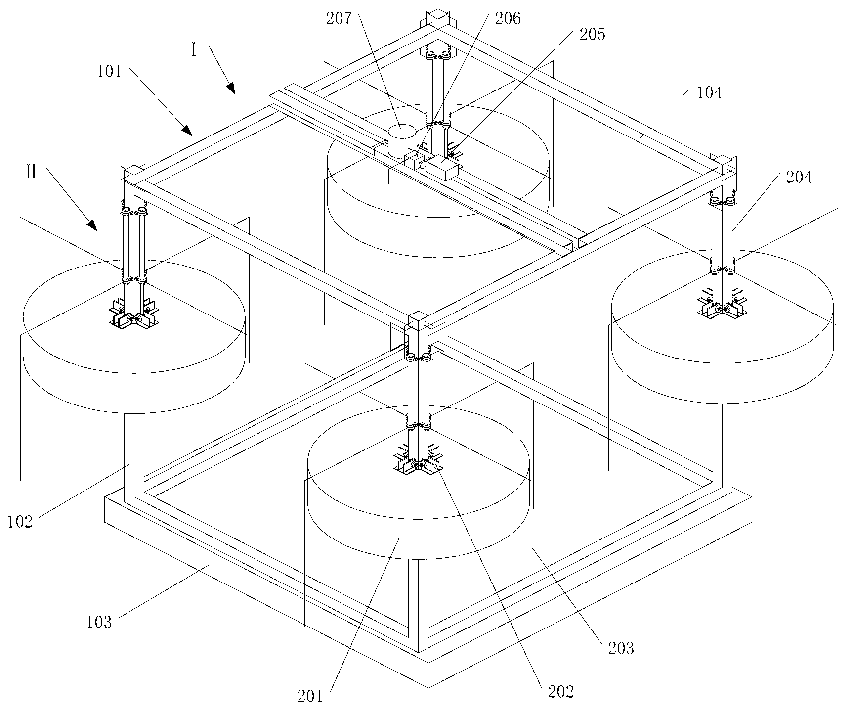 Hydraulic combined oscillating floater wave energy generation device