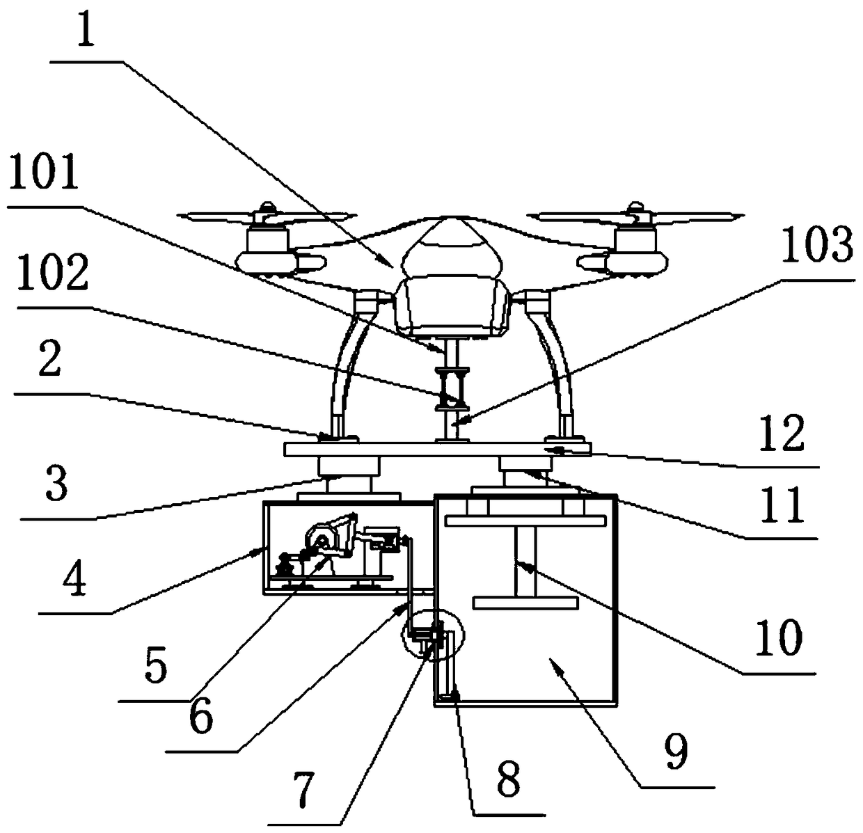 Spraying device for pesticide spraying drone