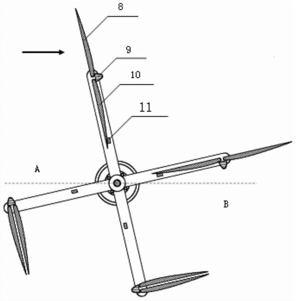 Connecting rod transmitting folding blade vertical shaft impeller