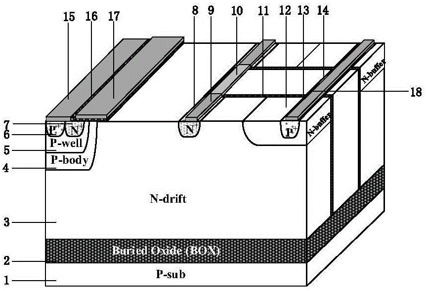 Reverse conducting lateral insulated gate bipolar transistor device for eliminating hysteresis phenomenon