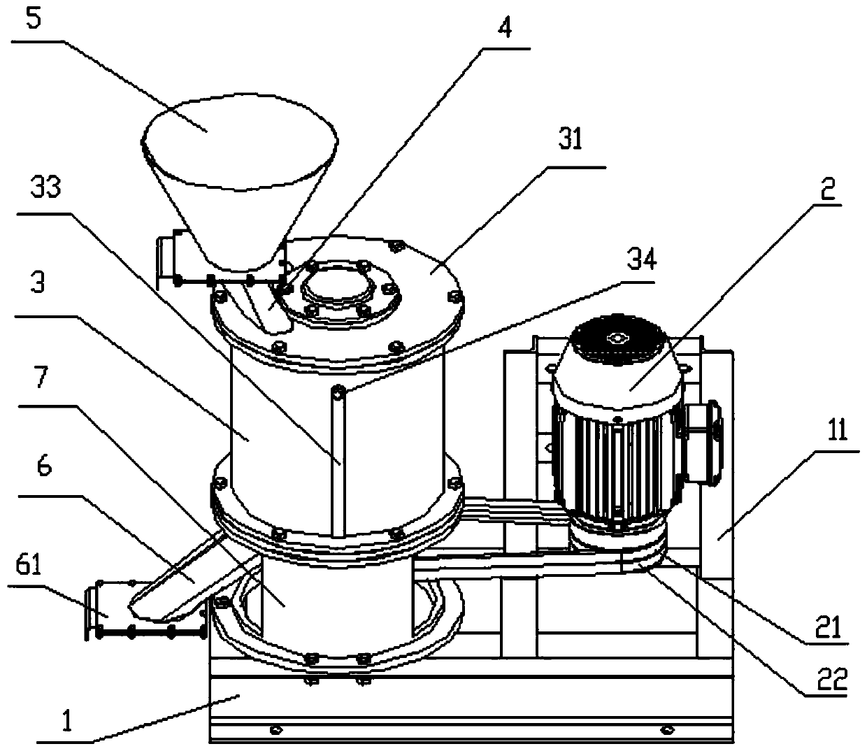 A grain crop livestock feed processing grinder