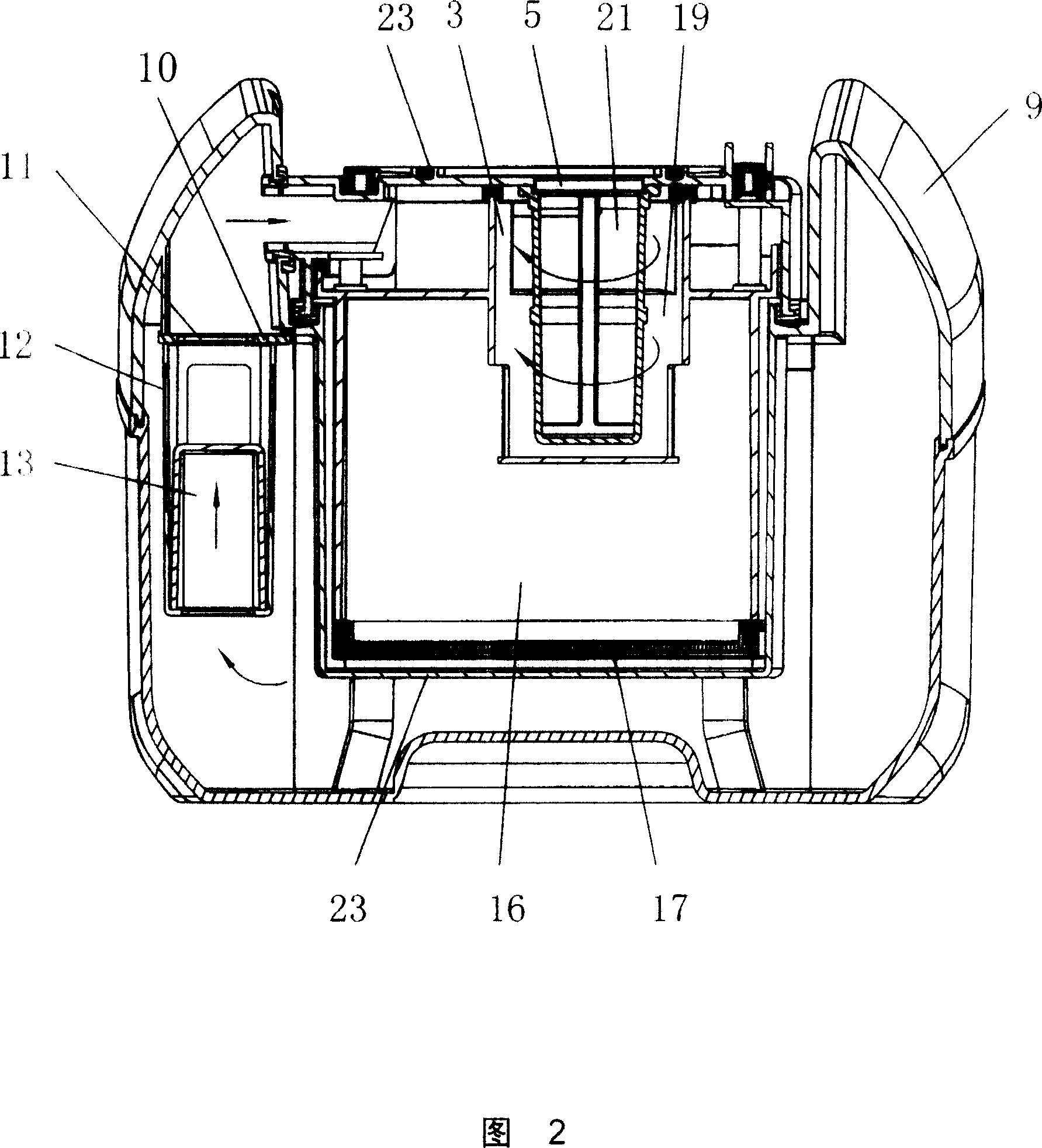 Dust-catcher with water-filtering and vortex separation device