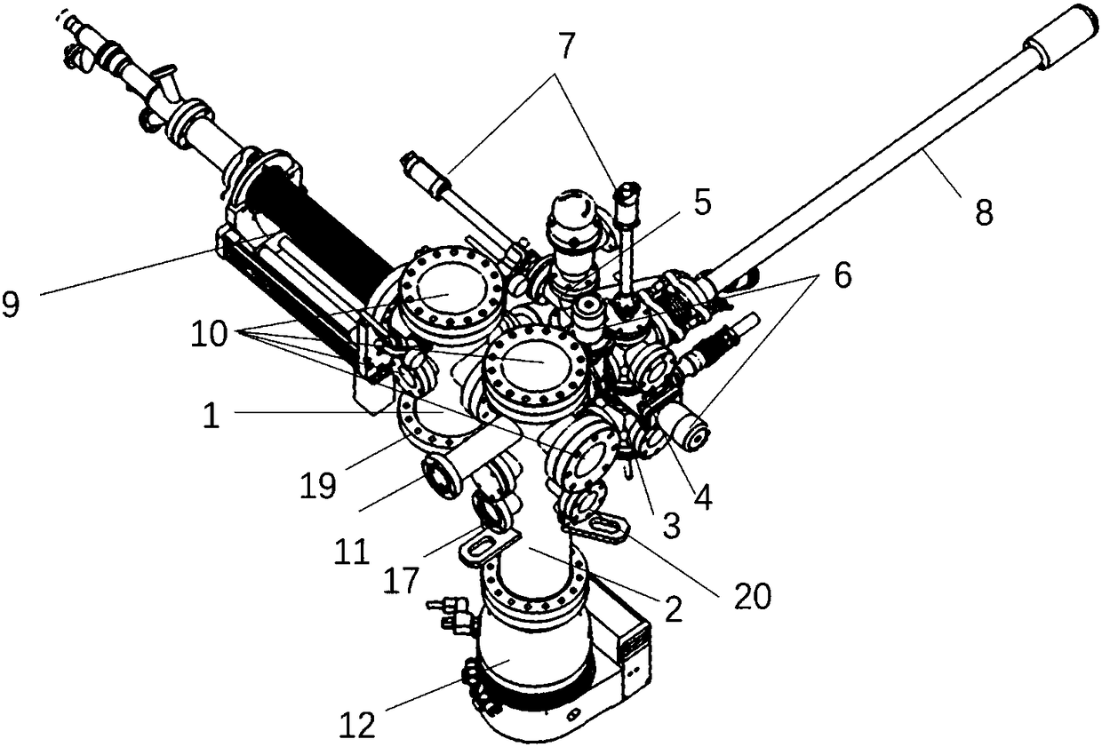 Thin film deposition device for volatile and corrosive substance and catalytic reaction test device based on ultrahigh vacuum condition