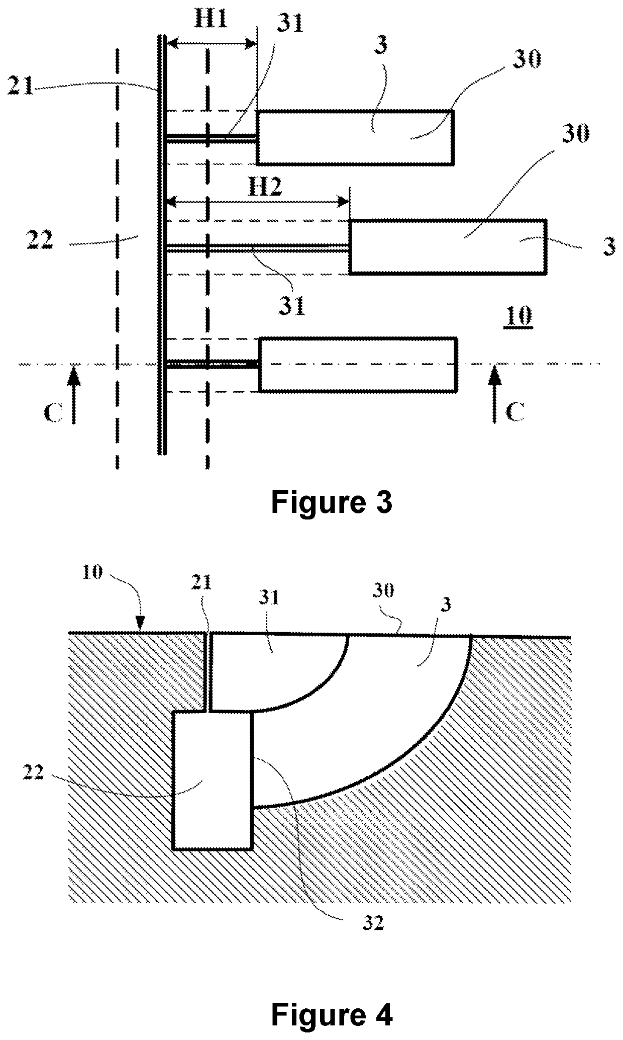 Tread Having Hidden Cavities Extended by Offset Openings