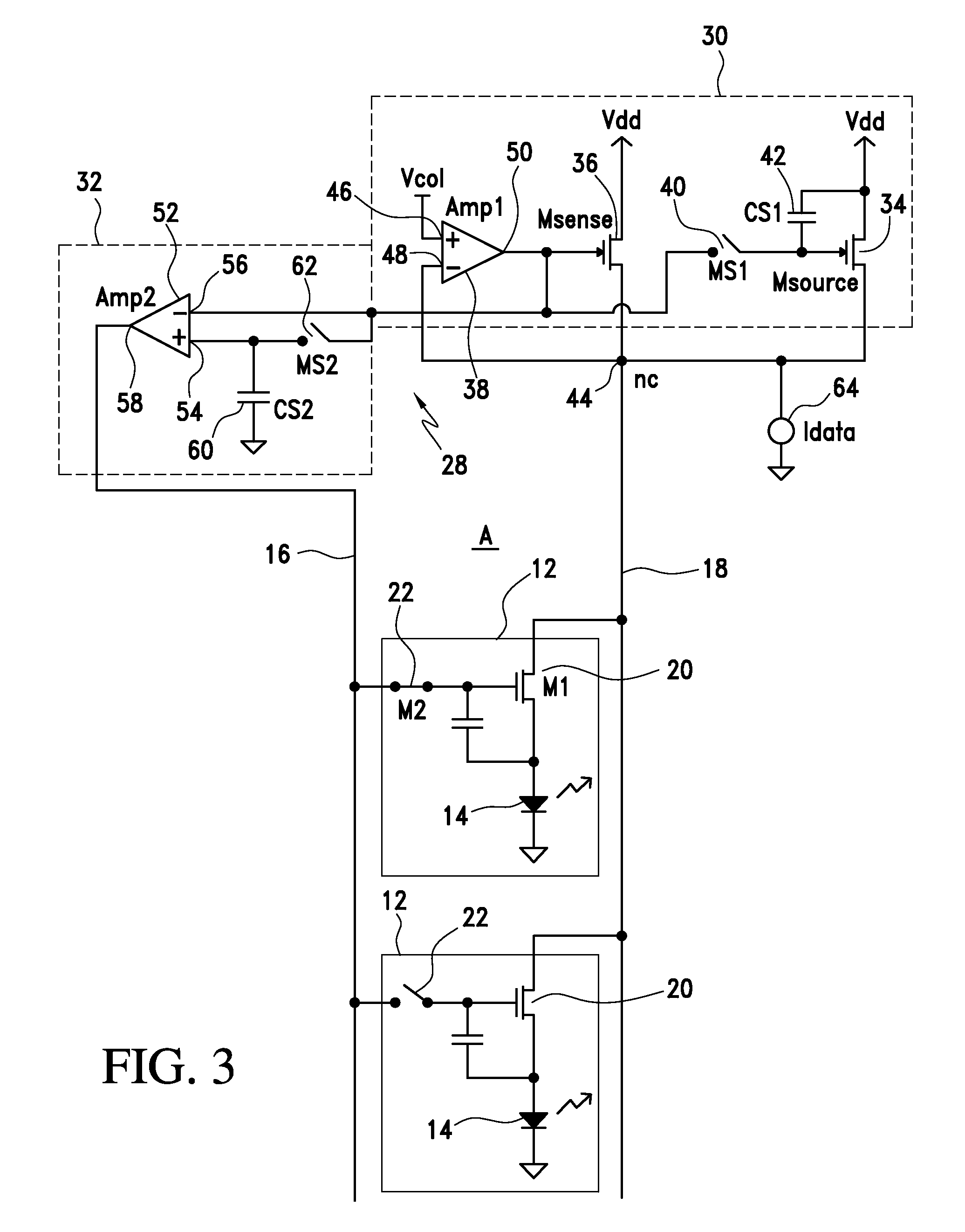 Active matrix display and method