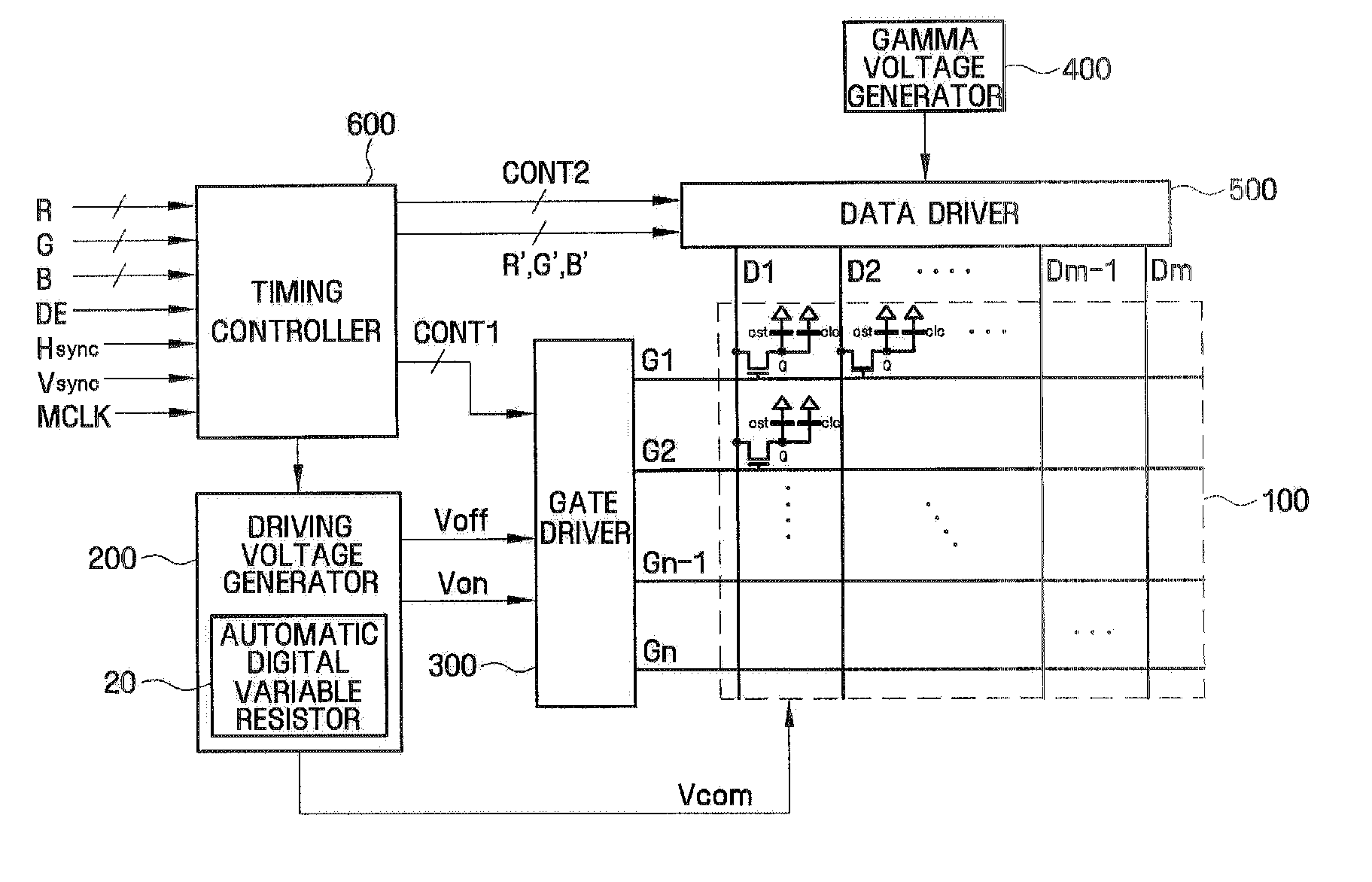 Automatic digital variable resistor and display device having the same