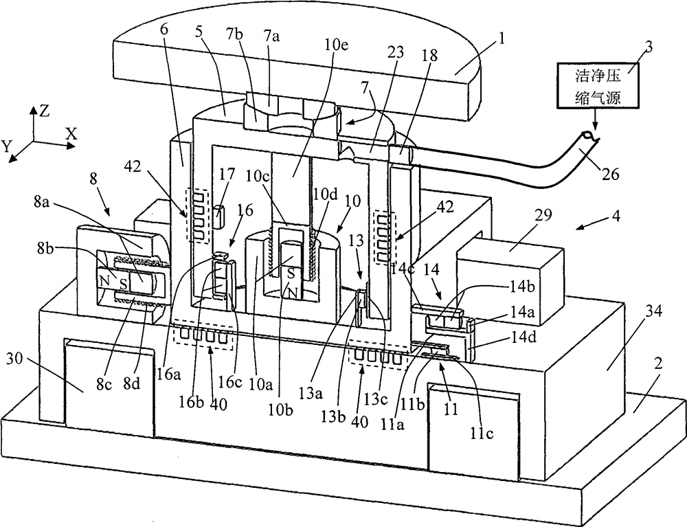 Electromagnetic damping vibration isolator of double-layer air-flotation orthogonal decoupling and sliding knuckle bearing angle decoupling