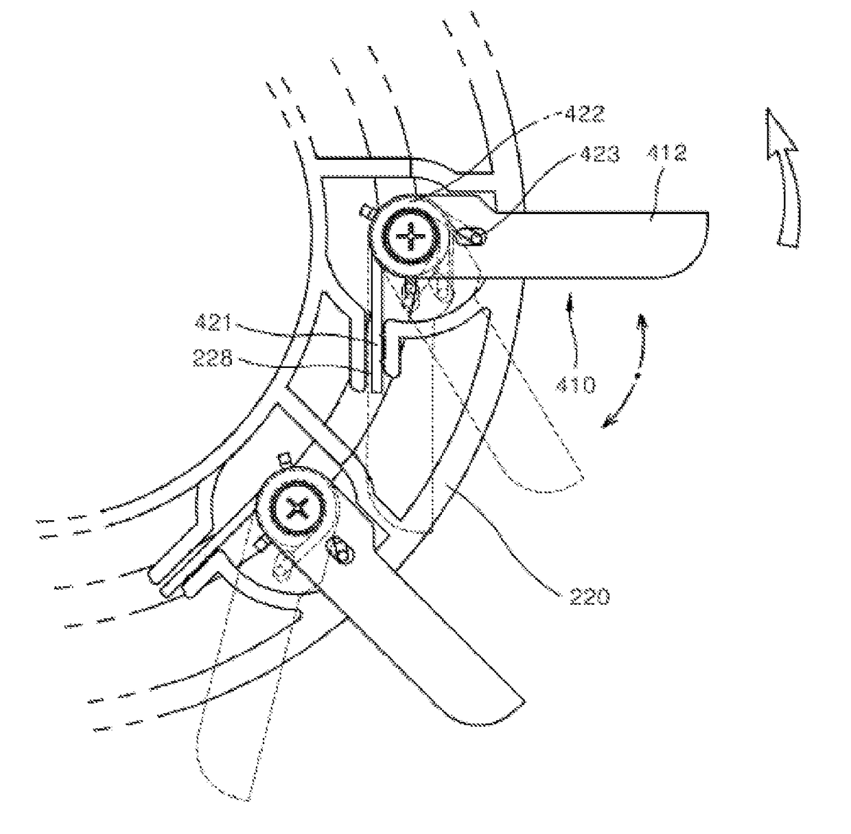 Shock-absorption type mower safety blade unit having protector mounted thereon