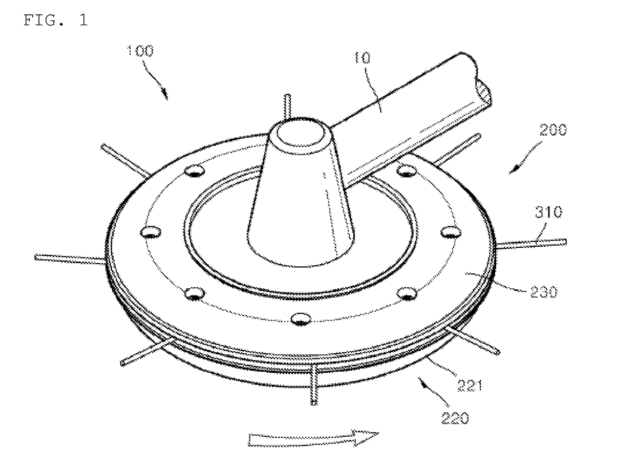 Shock-absorption type mower safety blade unit having protector mounted thereon