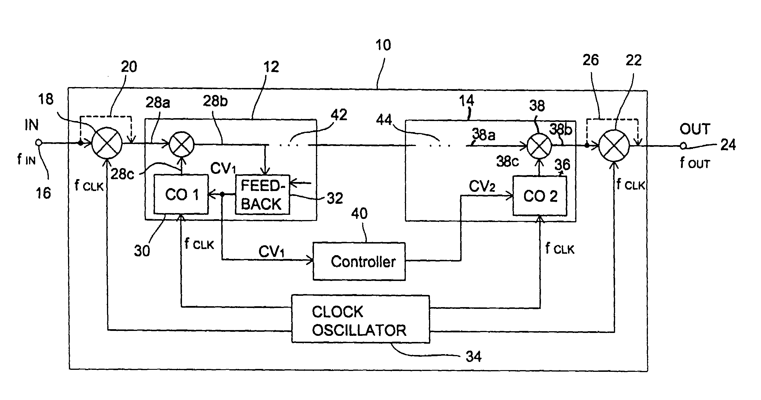 Repeater system and method of receiving a modulated input signal and transmitting a modulated output signal