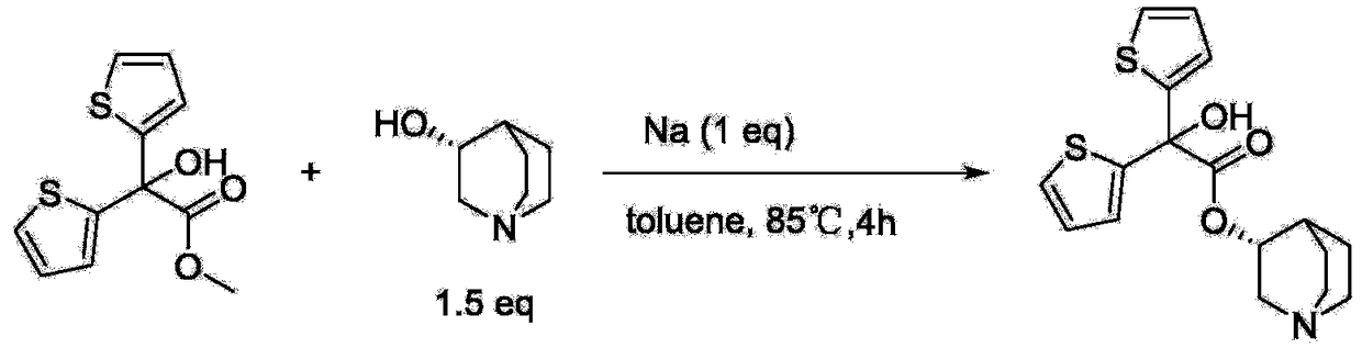 Preparation method of quinine-3-yl R-2,2-di(2-thienyl)-2-glycolate