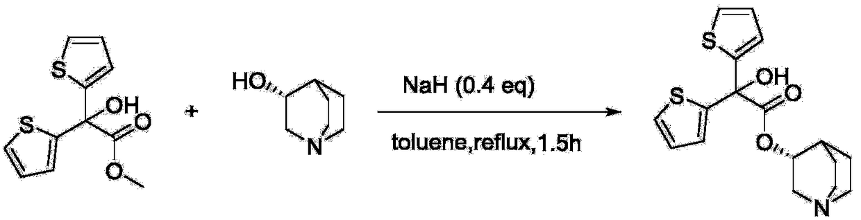 Preparation method of quinine-3-yl R-2,2-di(2-thienyl)-2-glycolate