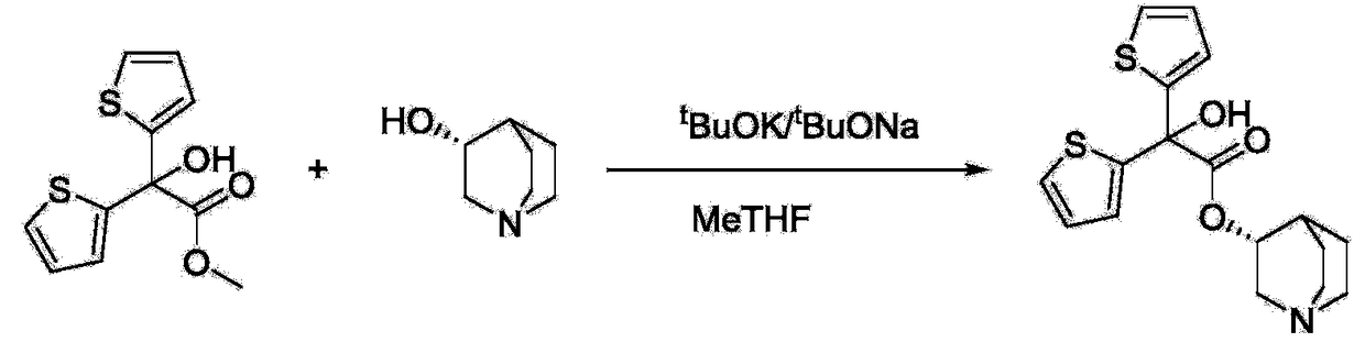 Preparation method of quinine-3-yl R-2,2-di(2-thienyl)-2-glycolate