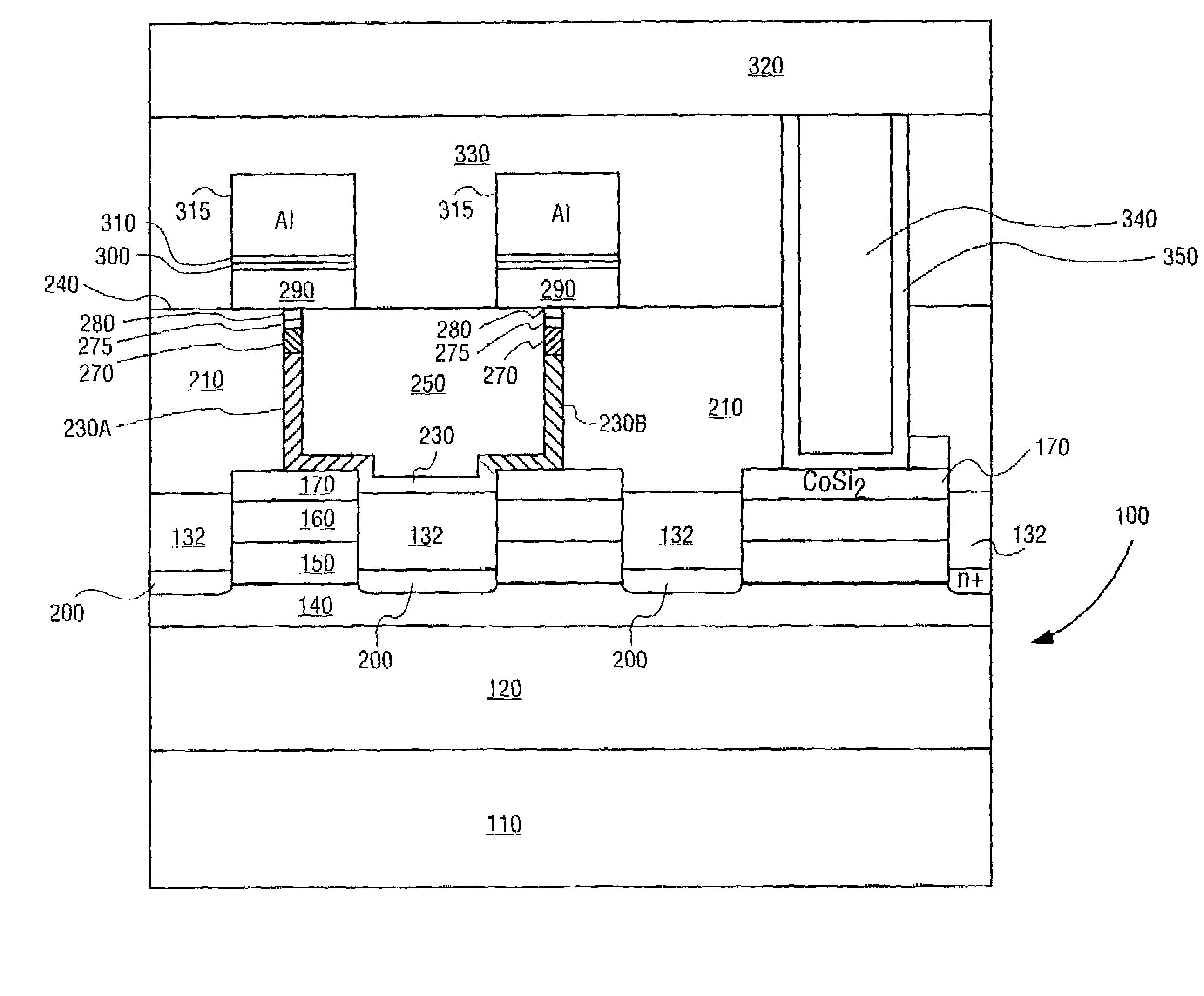 Lower electrode isolation in a double-wide trench and method of making same